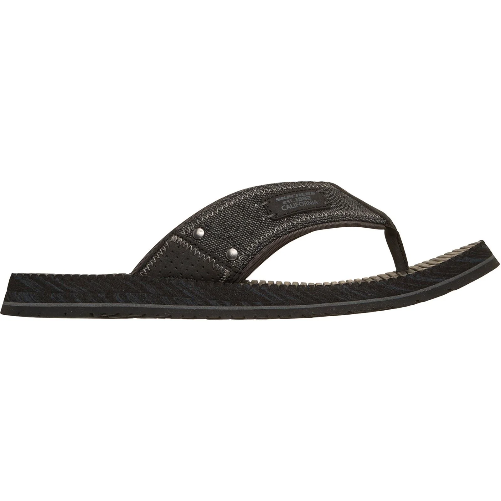 Skechers Quill Textile Men's Black Flip Flops - Image 5