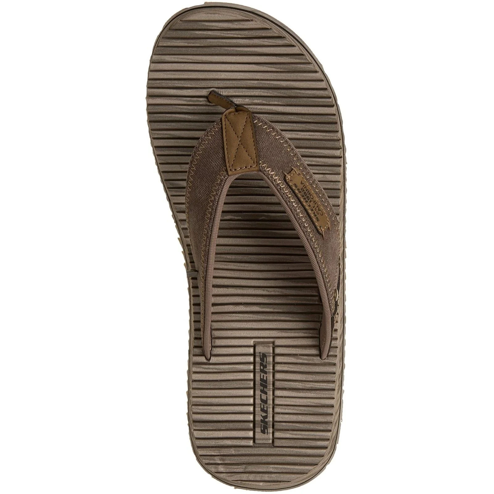 Skechers Quill Textile Men's Brown Flip Flops - Image 3