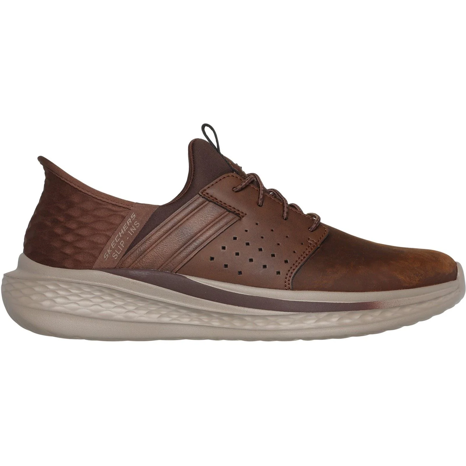 Skechers Slade Zachary Textile Men's Dark Brown Wide Fit Lace-Up Shoes - Image 5