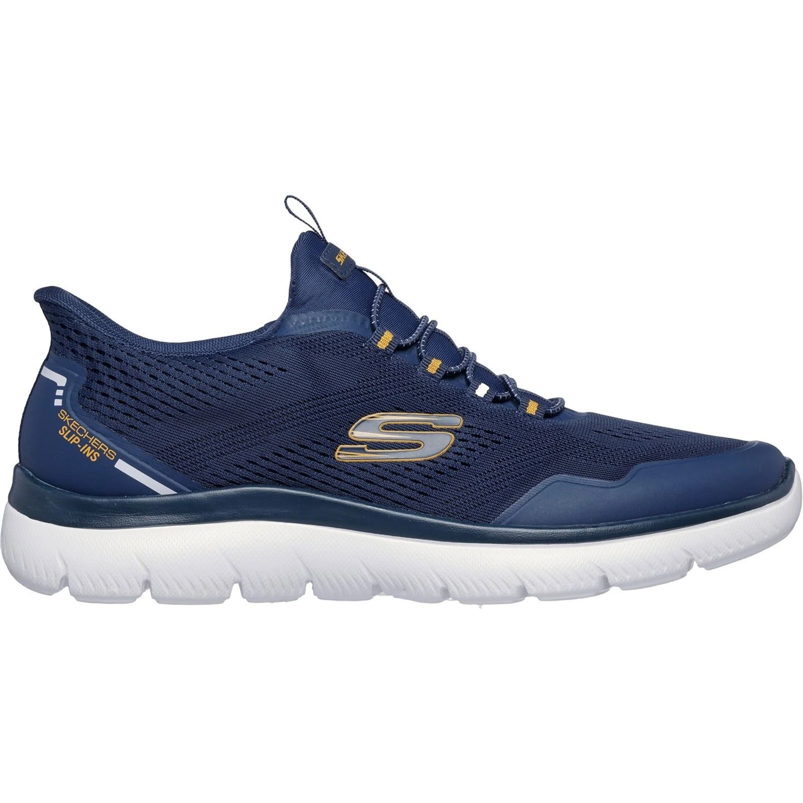 Skechers Summits Top Rate Textile Men's Navy/Yellow Trainers - Image 2