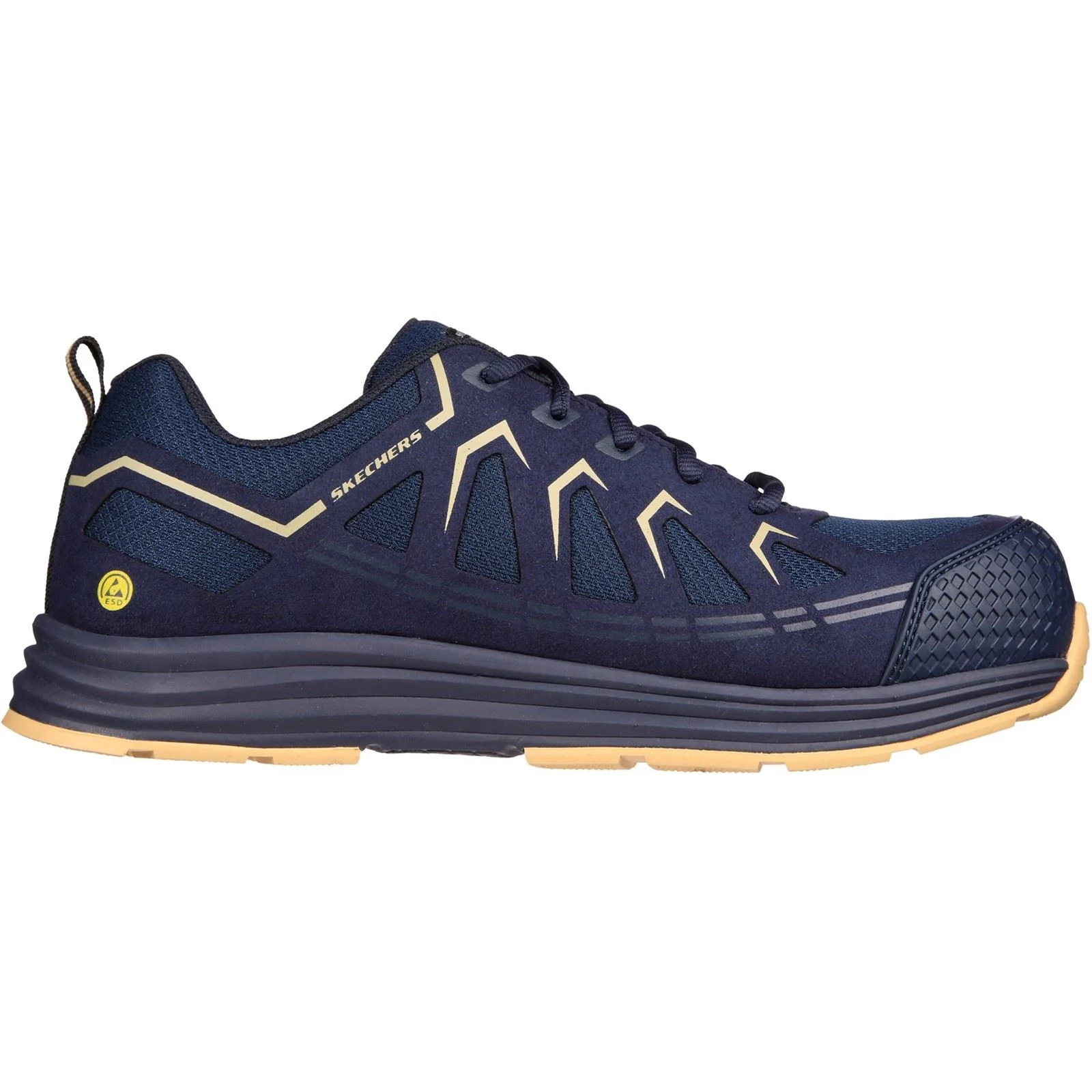 Skechers Workwear Malad II Textile Men's Navy/Tan Safety Trainers - Image 3