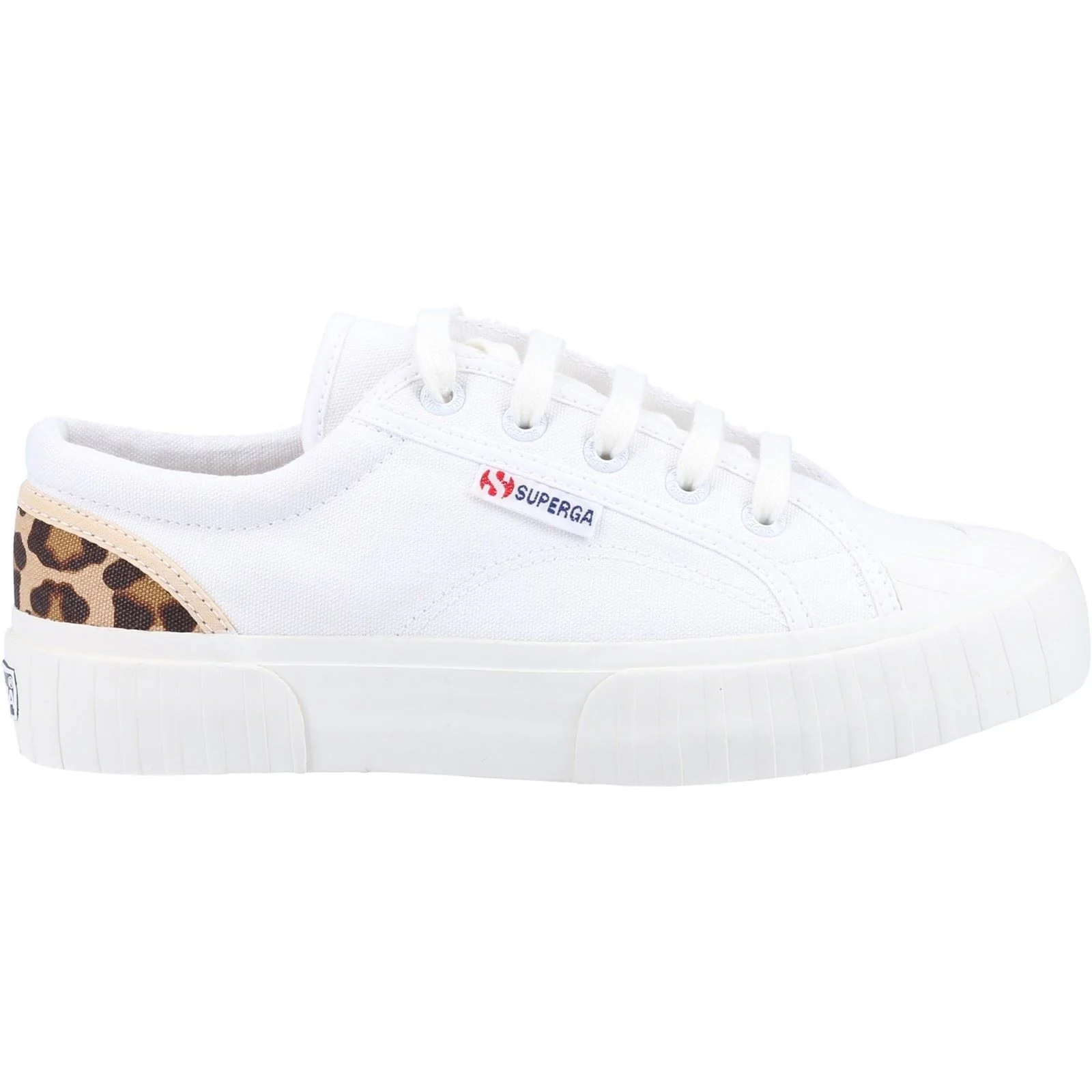 Superga Women's 2630 Stripe Pad Leopard Shoes in White/Leopard - Image 4