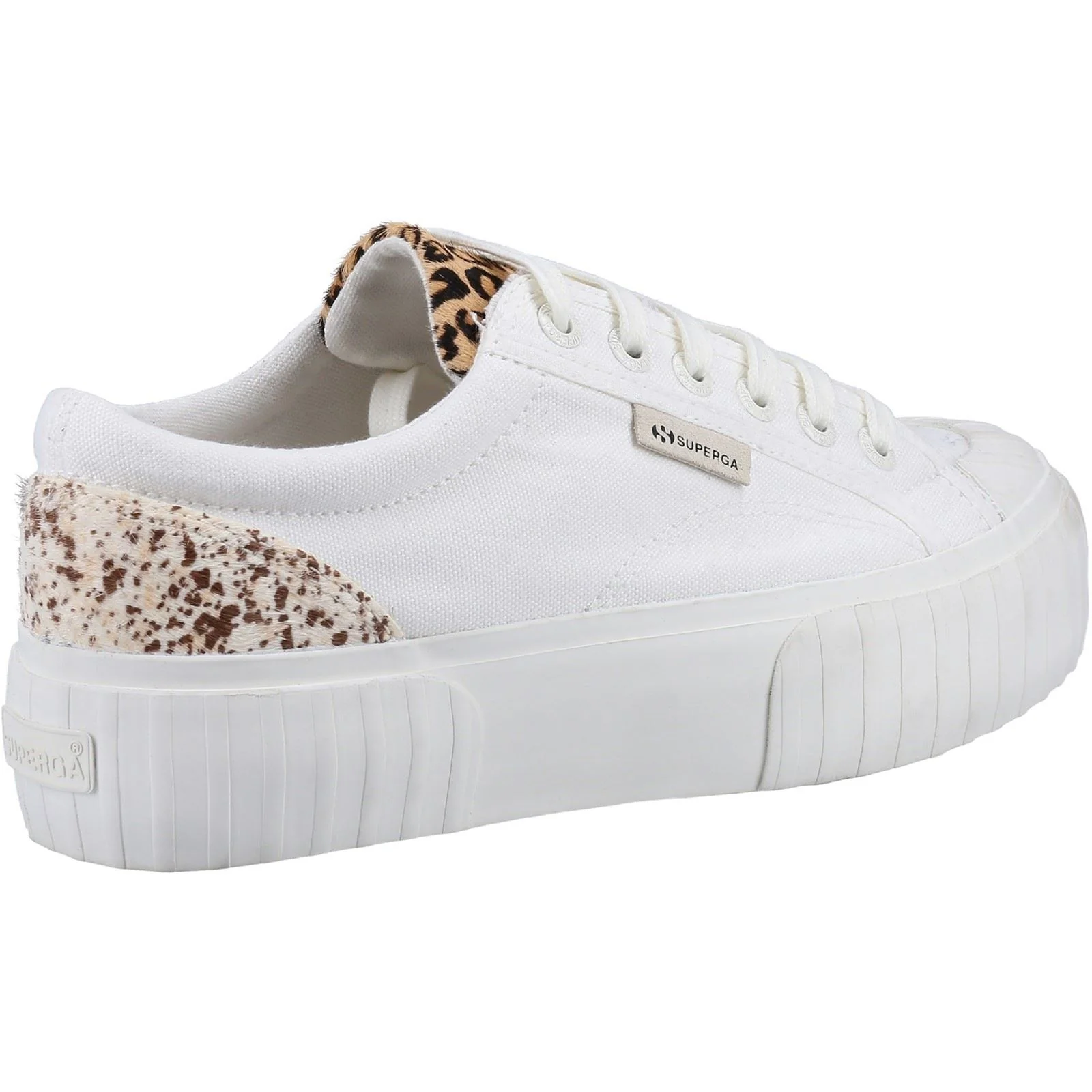Superga Women's 2631 Calfhair Details Trainer in White Avorio/Leopard Spots - Image 2