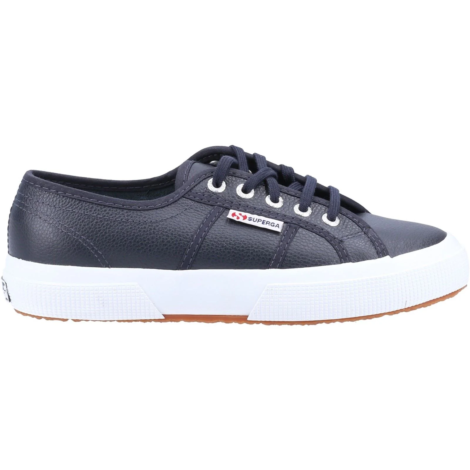 Superga Men's 2750 Tumbled Leather Shoe in Blue Navy - Image 4