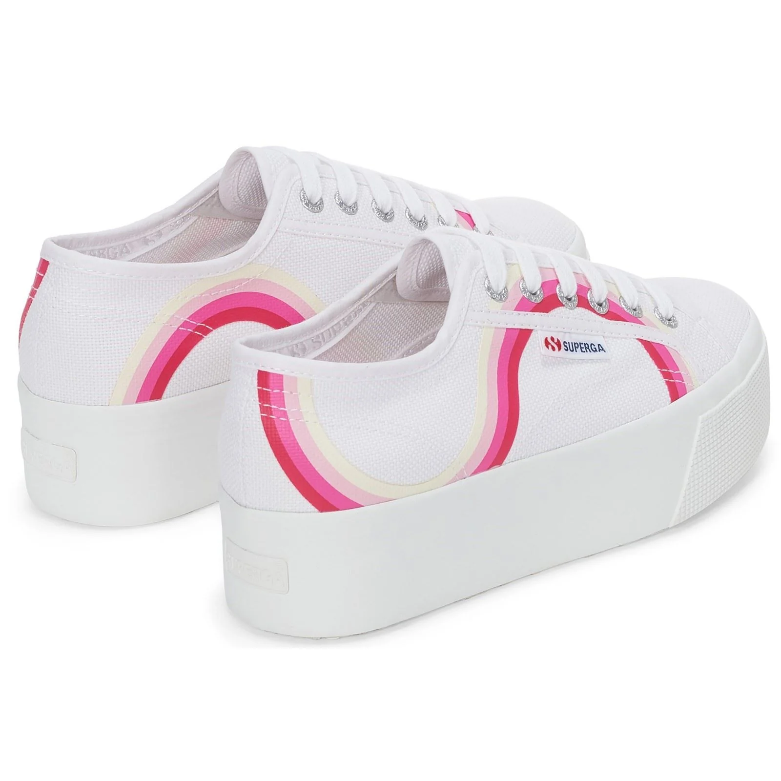 Superga Women's 2790 Round Stripes Trainers in White/Shaded Blue - Image 2