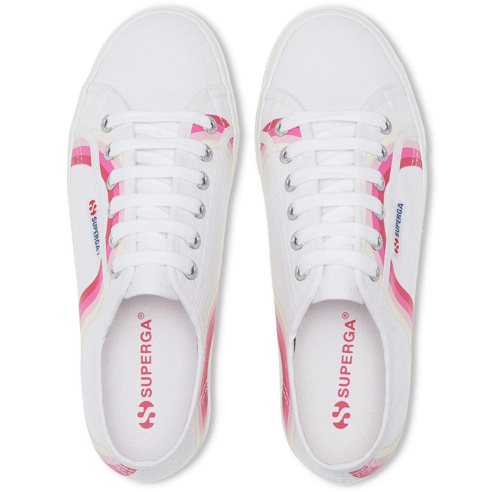 Superga Women's 2790 Round Stripes Trainers in White/Shaded Blue - Image 3