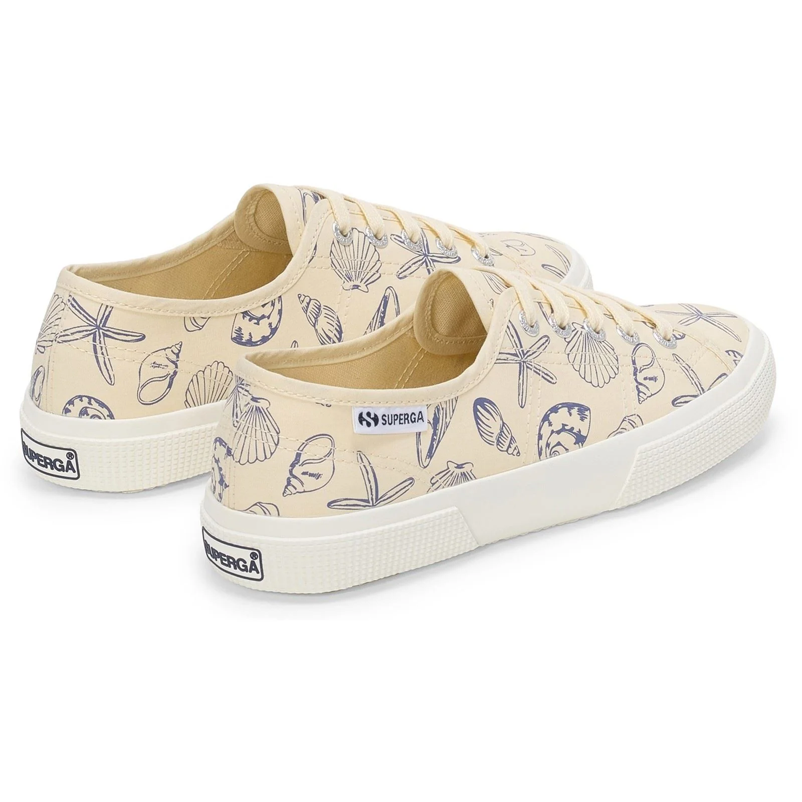 Superga 3750 Seashells Print Cotton Women's Beige Trainers - Image 2