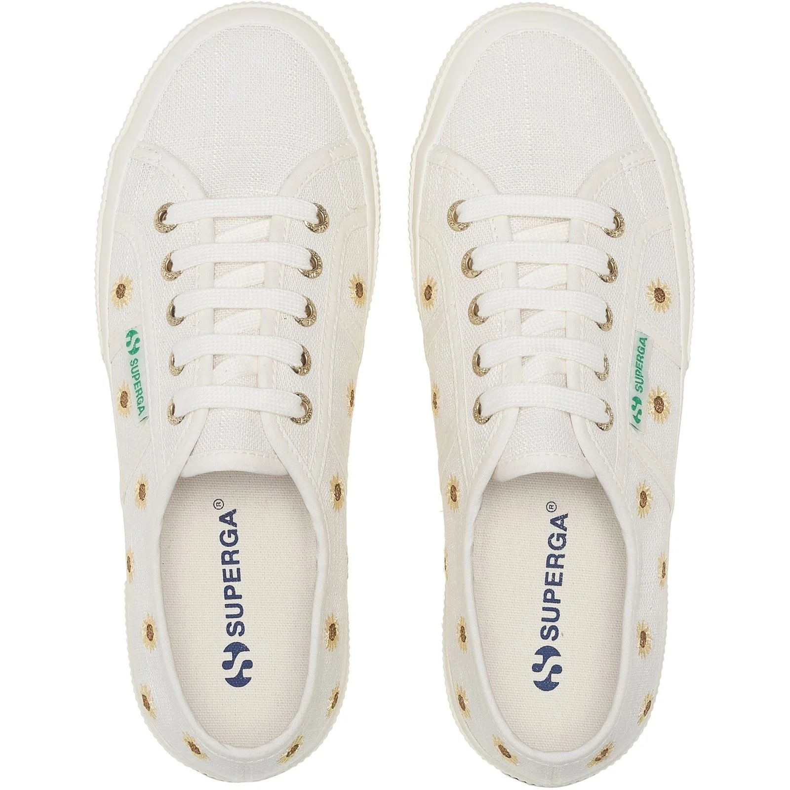 Superga Embroidery Linen Sunflower Linen Women's White Trainers - Image 4