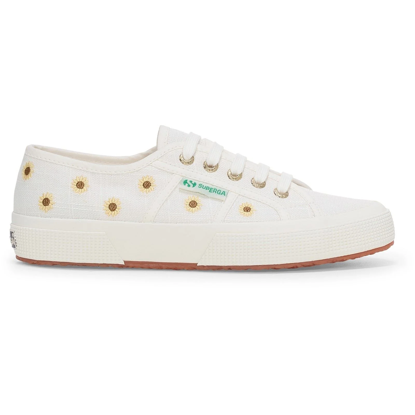 Superga Embroidery Linen Sunflower Linen Women's White Trainers - Image 5