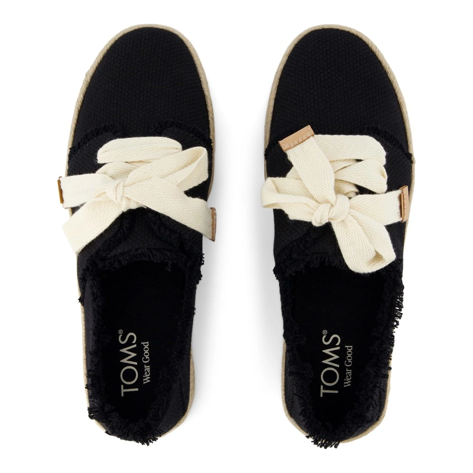 TOMS Carolina Lace Up Cotton Women's Black Beachside Flip Flops - Image 5