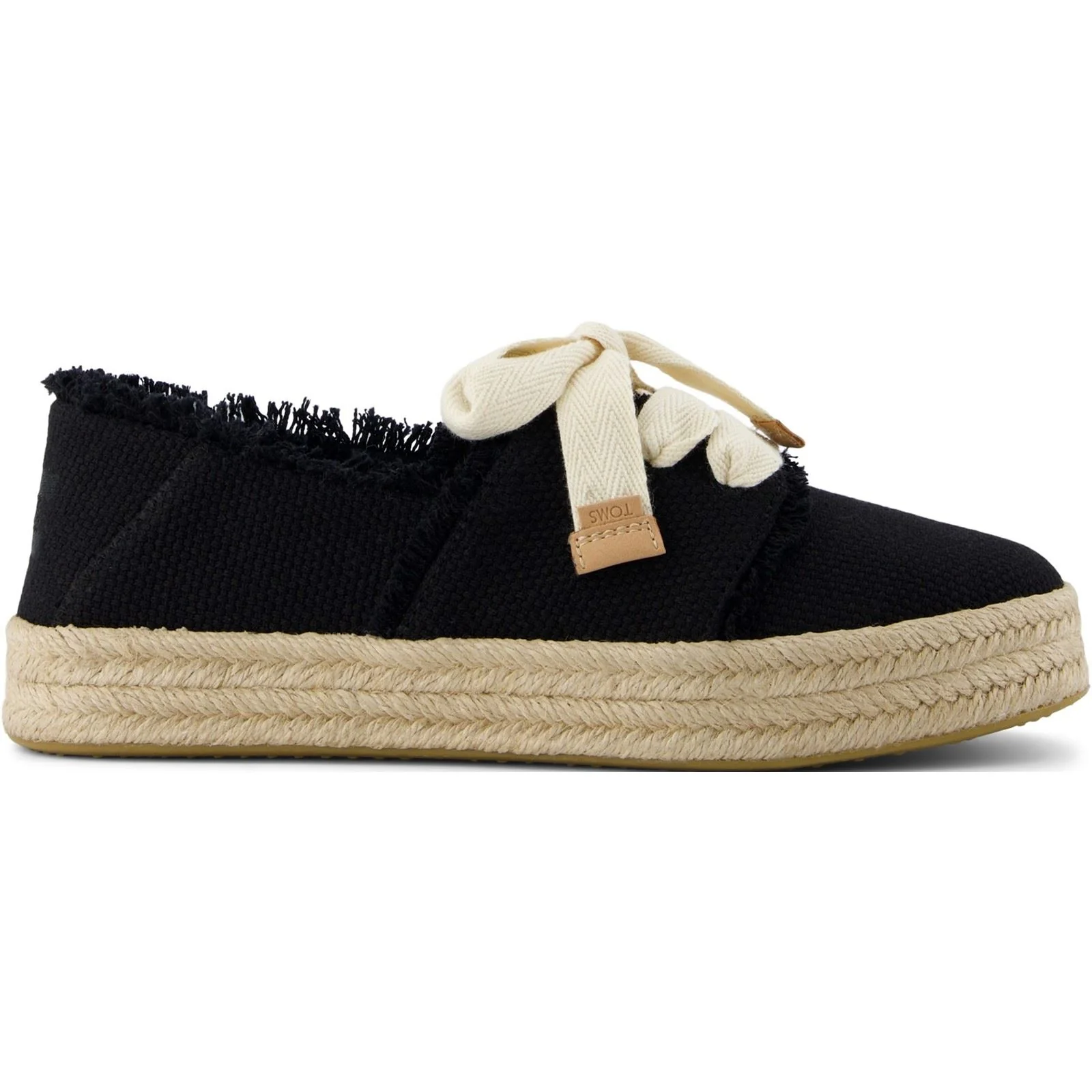 TOMS Carolina Lace Up Cotton Women's Black Beachside Flip Flops - Image 6