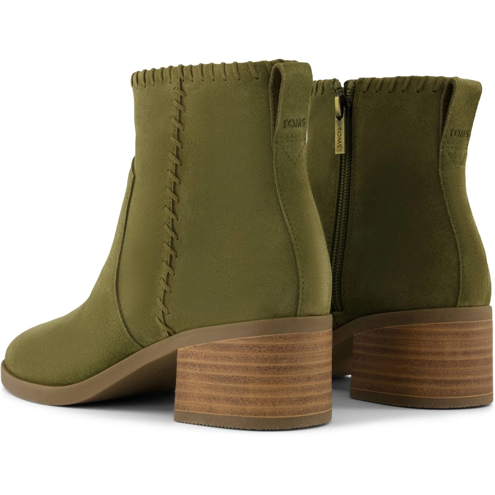 TOMS Delilah Heeled Suede Women's Khaki Heeled Ankle Boots - Image 2