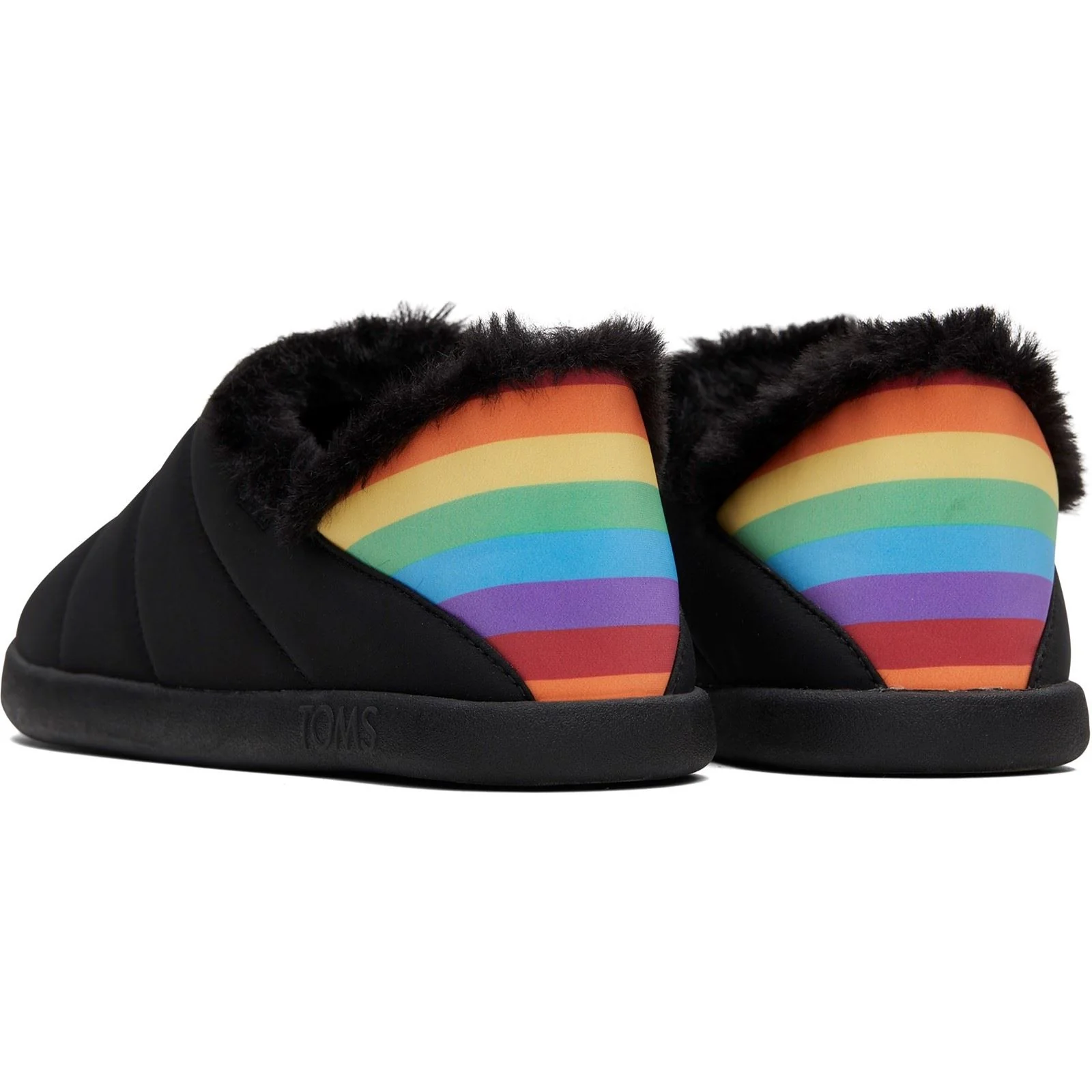 TOMS Ezra Nylon Women's Black Matte woven/Rainbow Slippers - Image 2