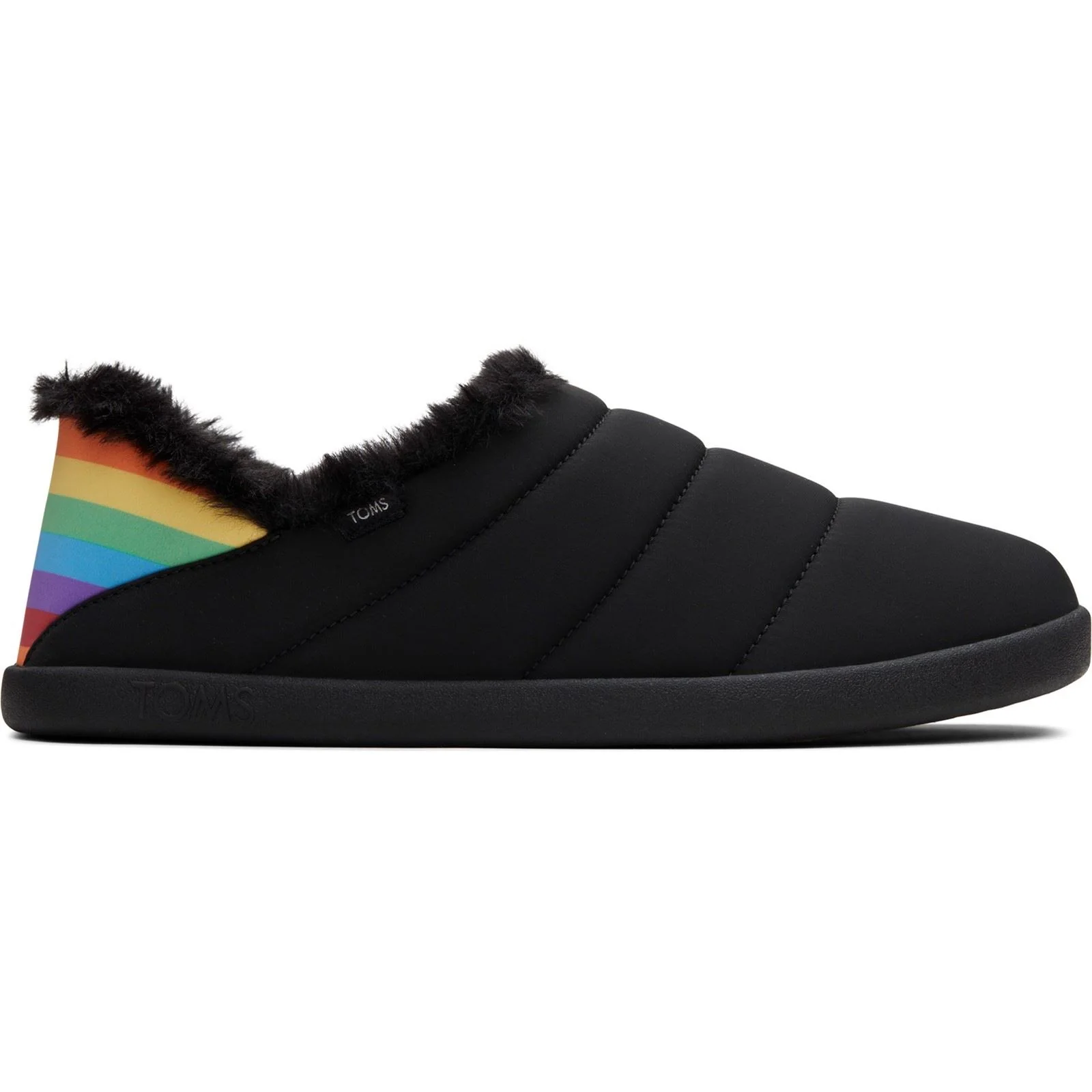 TOMS Ezra Nylon Women's Black Matte woven/Rainbow Slippers - Image 4
