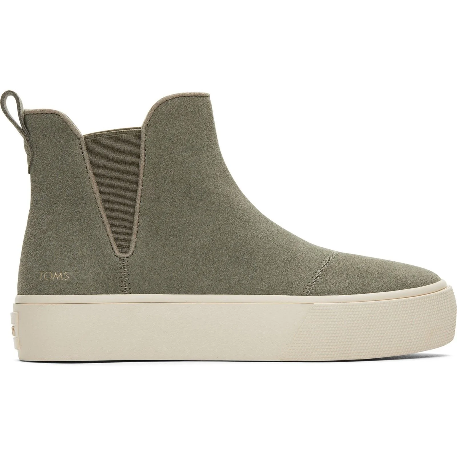 TOMS Fenix Platform Leather Women's Vetiver Grey Flat Chelsea Boots - Image 4