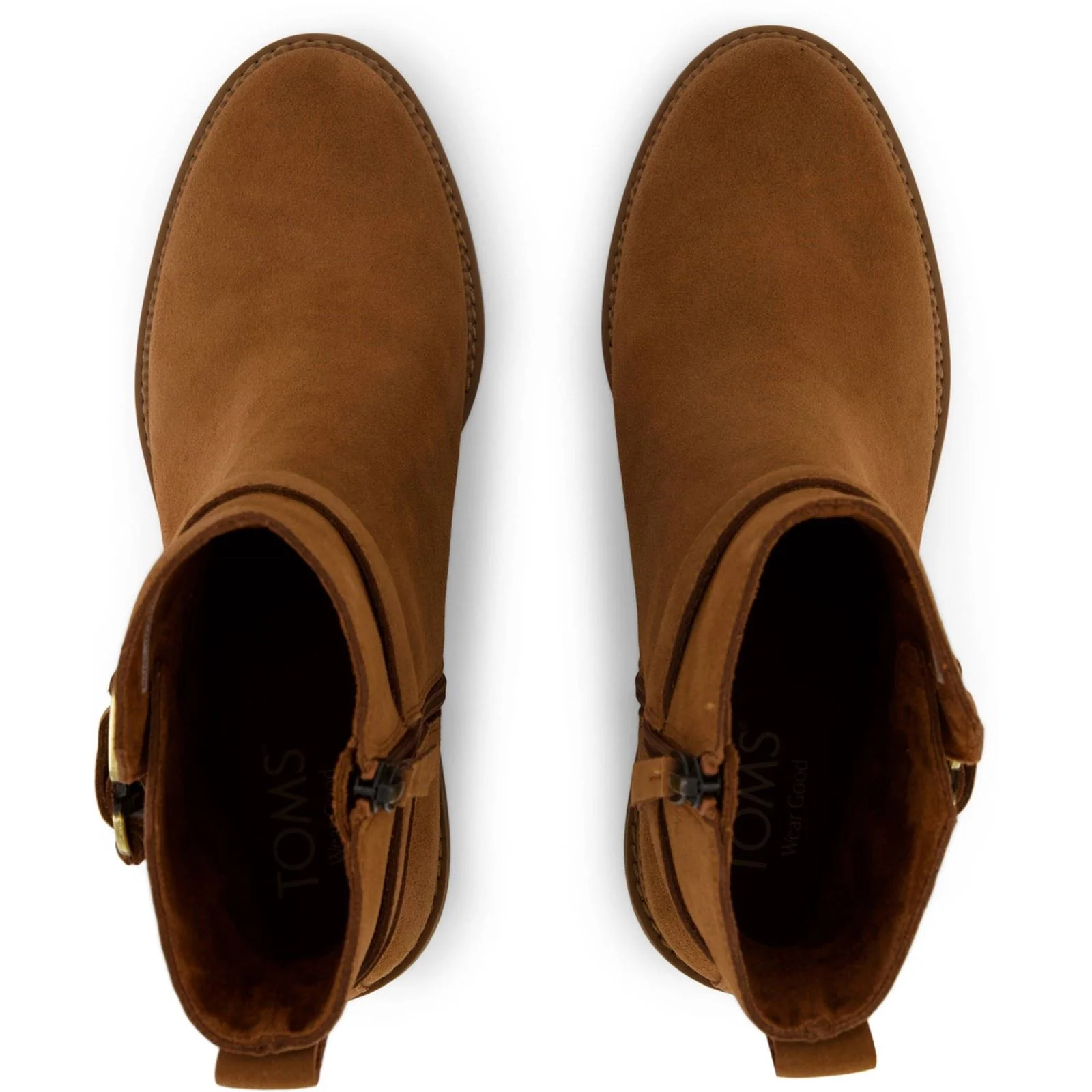 TOMS Hailey Buckle Leather Women's Amber Brown Heeled Ankle Boots - Image 4