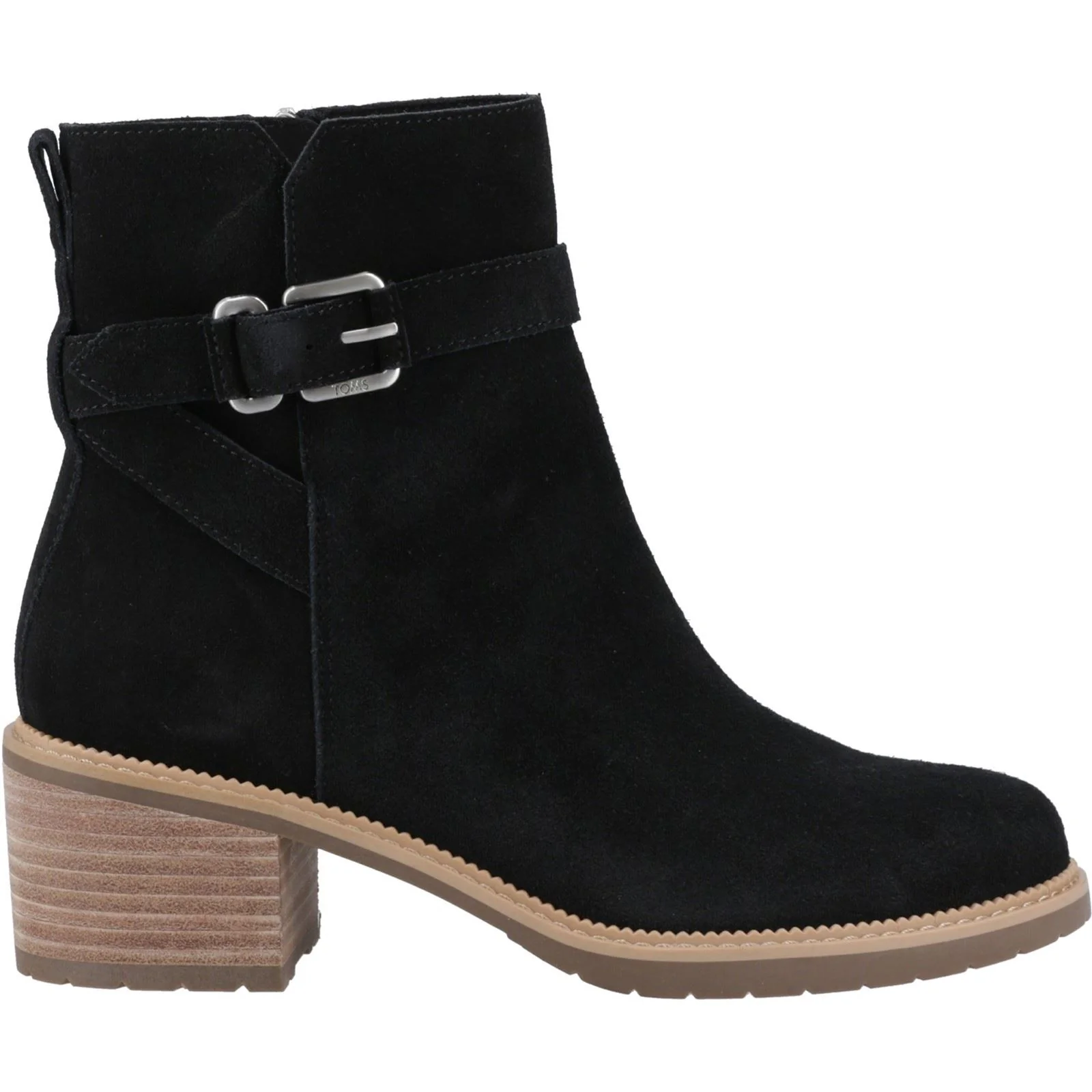 TOMS Hailey Buckle Leather Women's Black Heeled Ankle Boots - Image 5