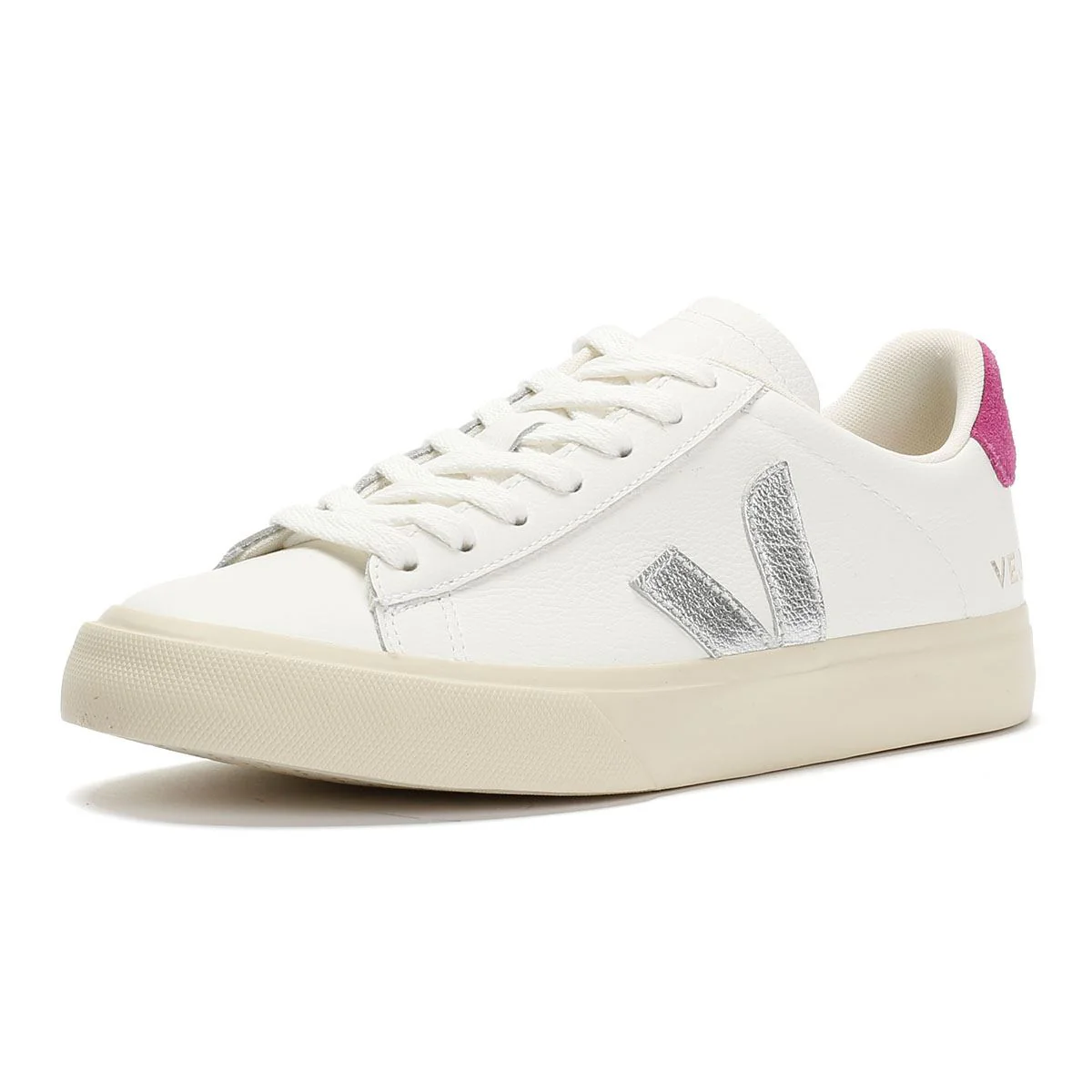 Veja Campo Leather Women's White/Silver/UltraViolet Trainers - Image 3