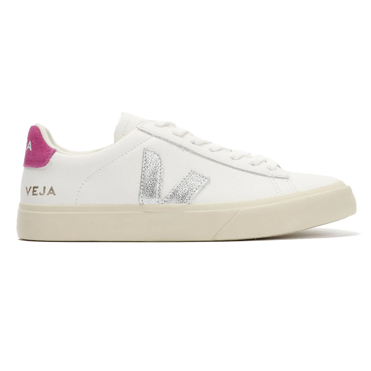 Veja Campo Leather Women's White/Silver/UltraViolet Trainers - Image 5