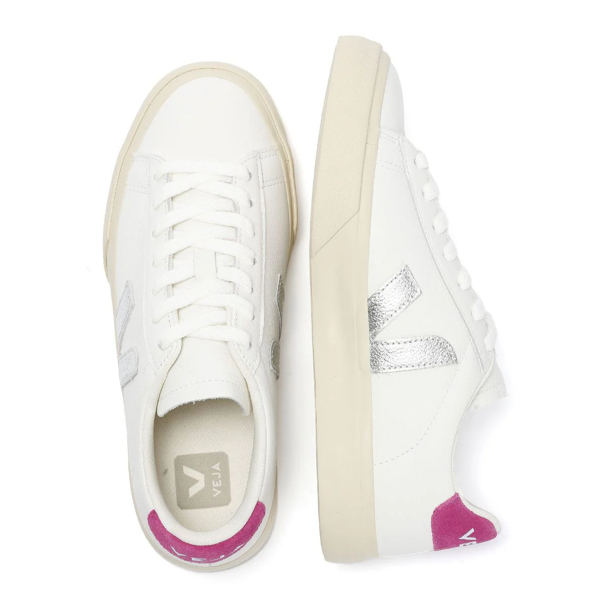 Veja Campo Leather Women's White/Silver/UltraViolet Trainers - Image 8
