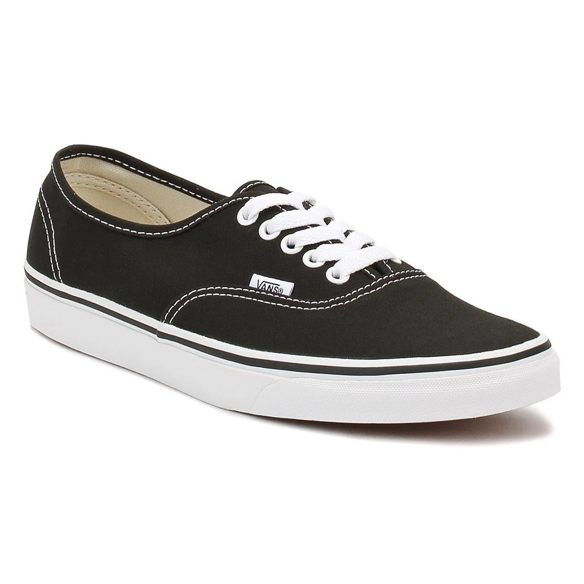 Vans Authentic Black / White Canvas Trainers - Image 2