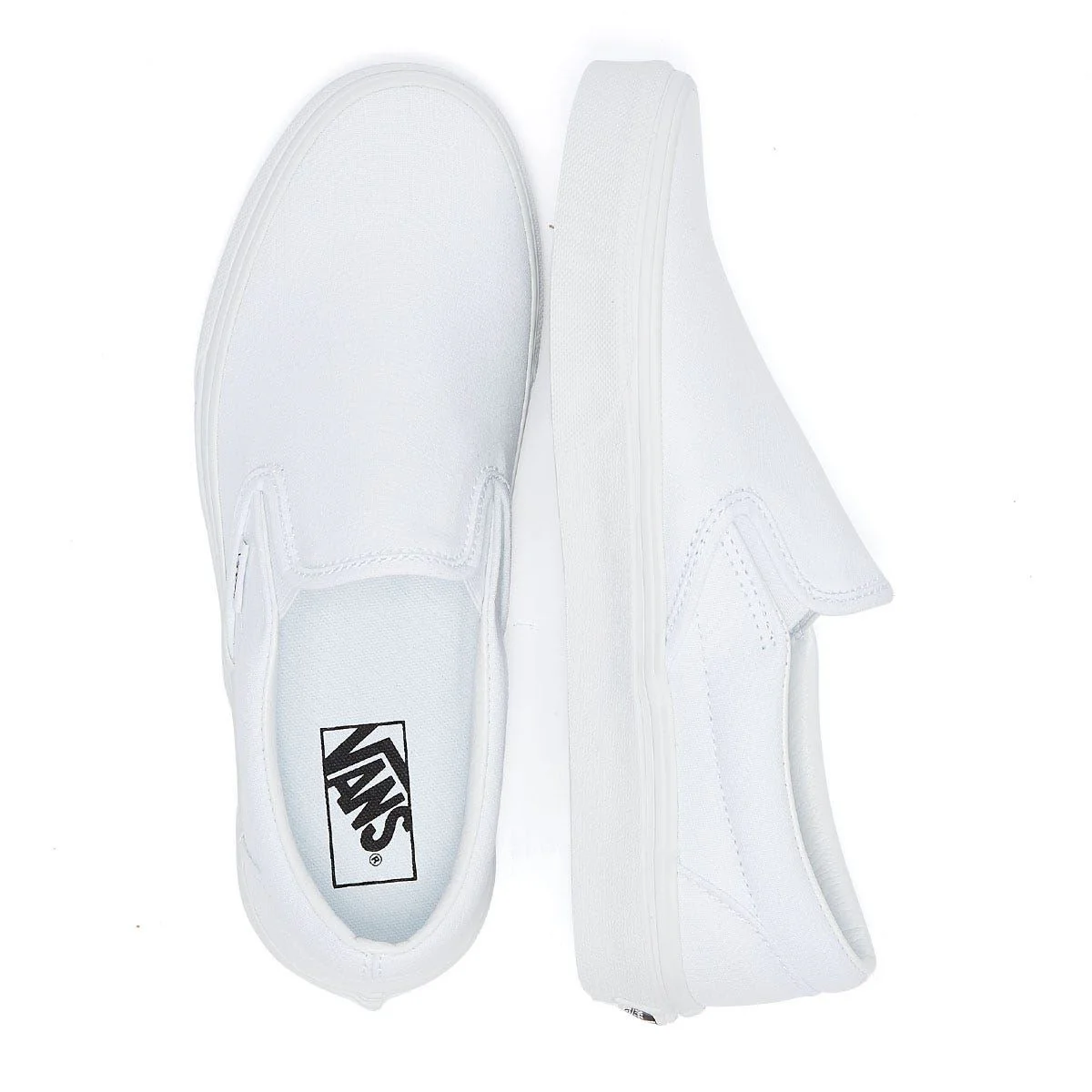 Vans Classic Slip on True White Canvas Trainers - Image 9